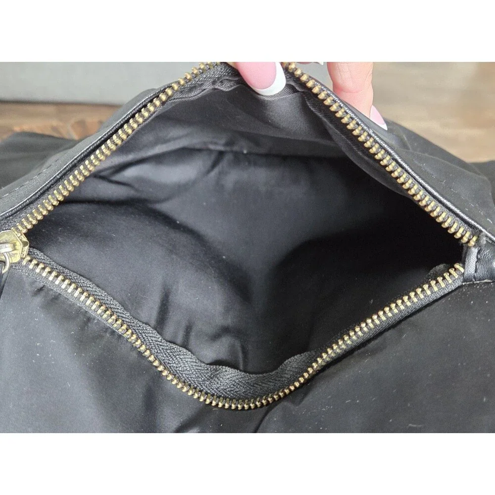 MAX STUDIO Black Satchel Top Handle Bag, Zip, Detachable Adjustable Strap, Gold